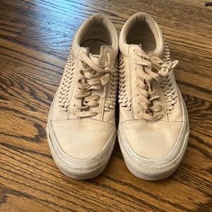 Cream/very faint light pink leather Vans. Unisex Men 8 & Women 9.5